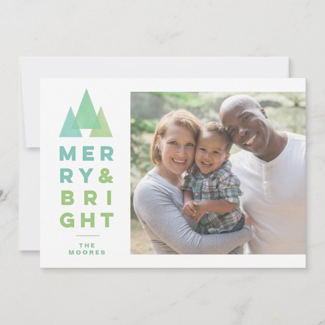 Geo Trees Modern Minimal Holiday Christmas Card (Front)