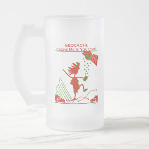 Geocache Gift - Cache me if you can! Gifts & T's Frosted Glass Beer Mug