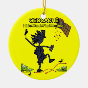 Geocache Hide Hunt Find III Ceramic Ornament