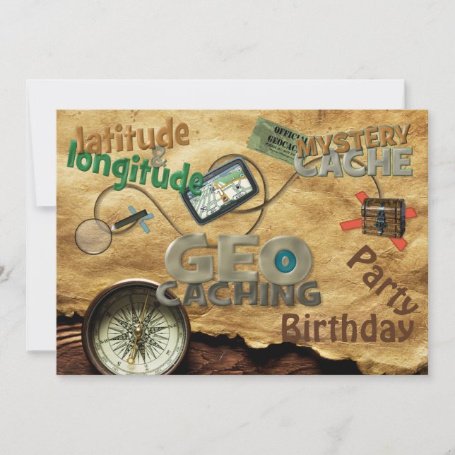 Geocache Party Invitation - Customize (Front)