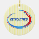 Geocacher Blue and Red Splash Ceramic Ornament