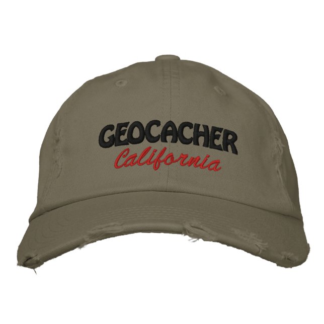 Geocacher California Embroidered Baseball Hat (Front)