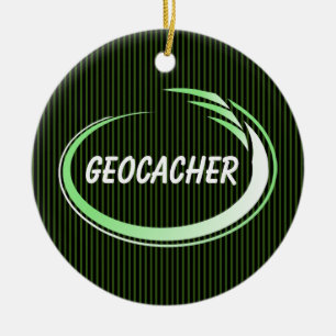 Geocacher Green Splash Ceramic Ornament