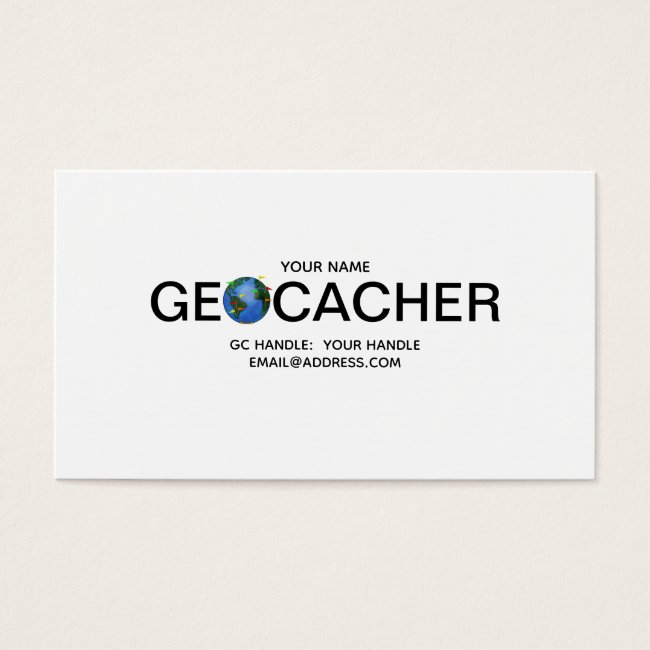 Geocacher Handle Geocaching Earth Signature Card