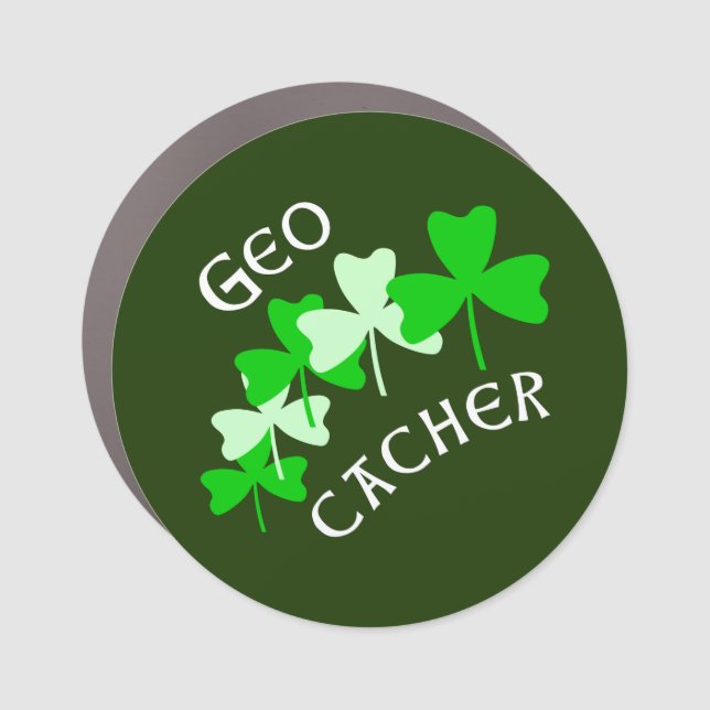 Geocacher Shamrocks Car Magnet (Front)