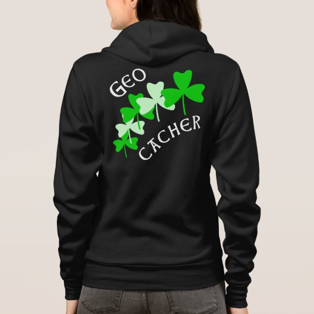Geocacher Shamrocks Hoodie (Back)