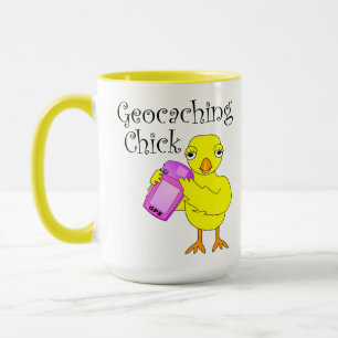 Geocaching Chick Curly Text Mug