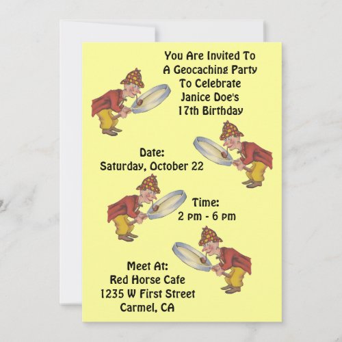 Geocaching Geocache Party Invitation Sherlock Hunt