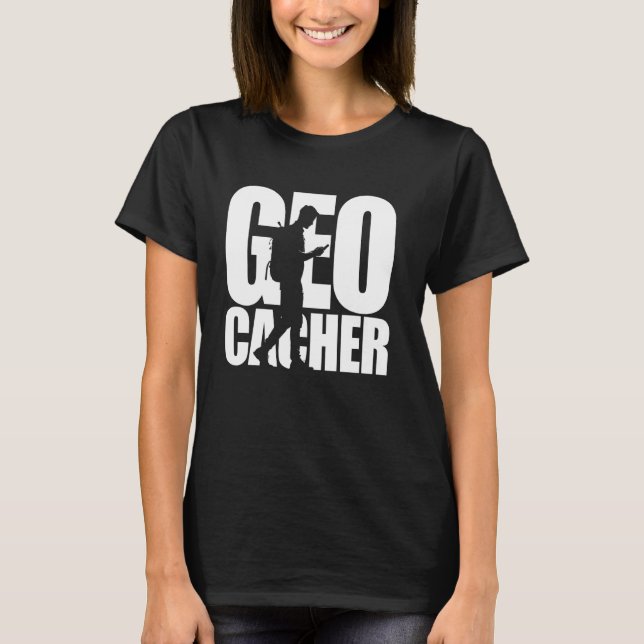 Geocaching Silhouette Geocachers DNF TFTC Treasure T-Shirt (Front)