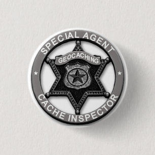 Geocaching *Special Agent* Cache Inspector Badge Pinback Button