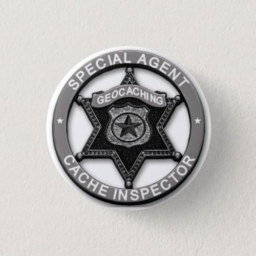 Geocaching Special Agent Cache Inspector Badge Pinback Button