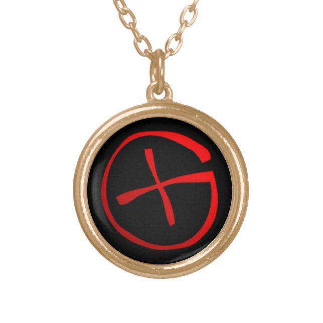 Geocaching Symbol Gold Plated Necklace (Front)