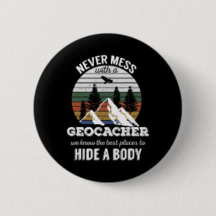 Geocaching T Shirt Never Mess With Geocacher Men W Button