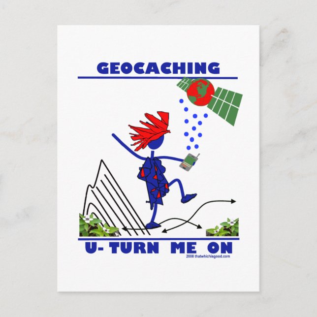 Geocaching U Turn Me On Postcard (Front)