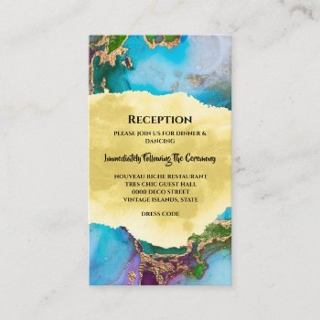 Geode Abstract Watercolor Agate Faux Peacock Color Enclosure Card by mensgifts at Zazzle