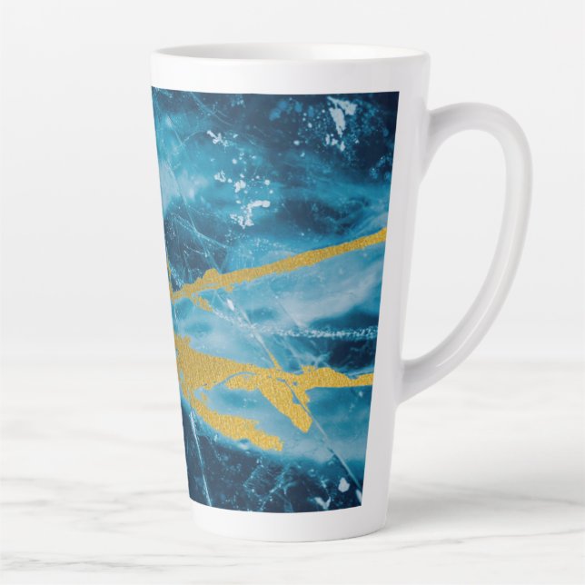 Geode Agate Gemstone Blue and Gold Latte Mug (Right)