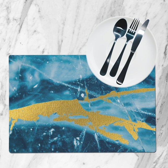 Geode Agate Gemstone Blue and Gold Placemat (Creator Uploaded)