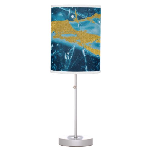 Geode Agate Gemstone Blue and Gold Table Lamp