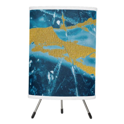 Geode Agate Gemstone Blue and Gold Tripod Lamp