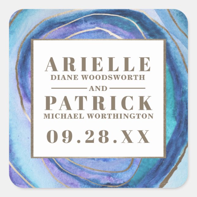 Geode Agate Gemstone Wedding Favor Stickers (Front)