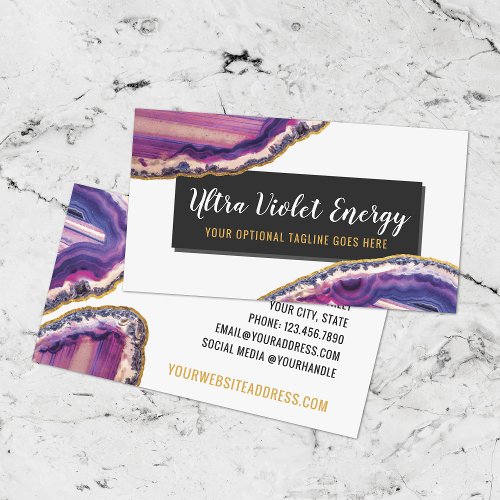 Geode Agate Slice Gemstone Ultra Violet Purple Business Card