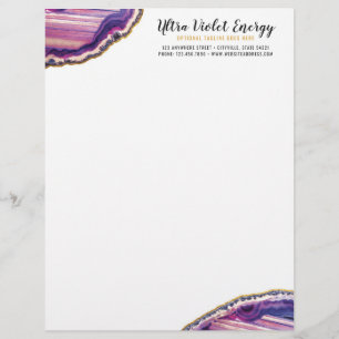 Geode Agate Slice Gemstone Ultra Violet Purple Letterhead