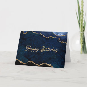 Geode Blue Gilded Birthday Card
