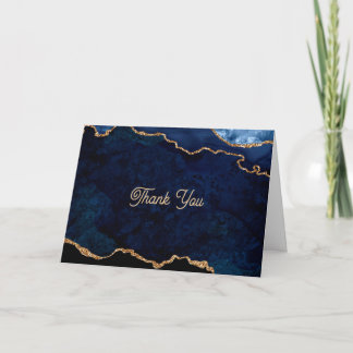 Geode Blue Gilded  Thank You Card