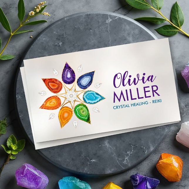 Geode Chakras Mandala - Lotus Petals Business Card (Creator Uploaded)