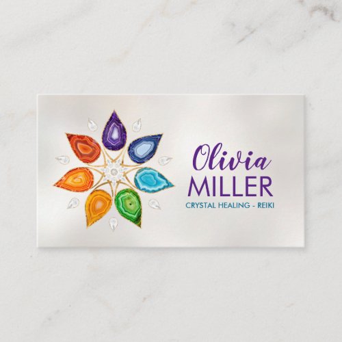 Geode Chakras Mandala _ Lotus Petals Business Card
