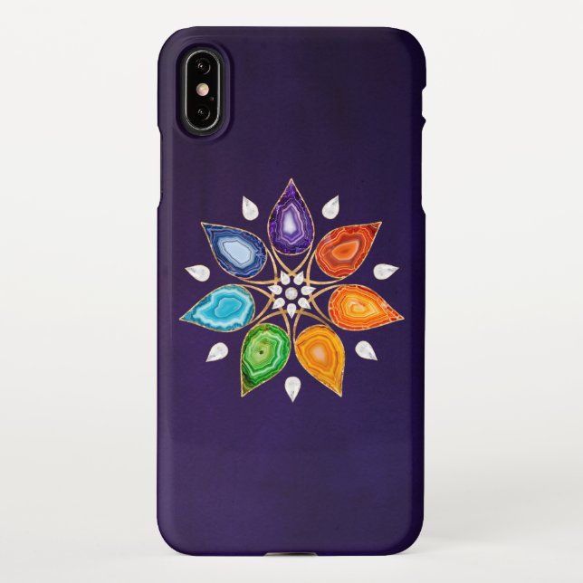 Geode Chakras Mandala - Lotus Petals iPhone Case (Back)