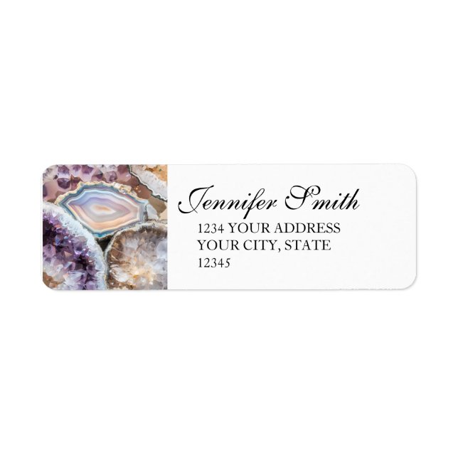 Geode Crystal Wedding Return address Labels  (Front)