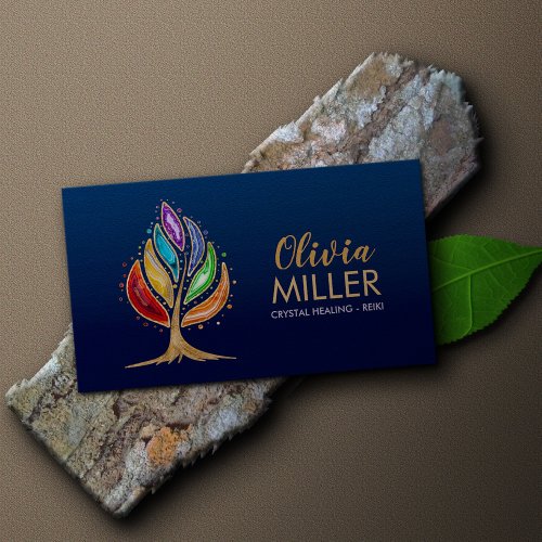 Geode Crystals Chakras Tree Business Card