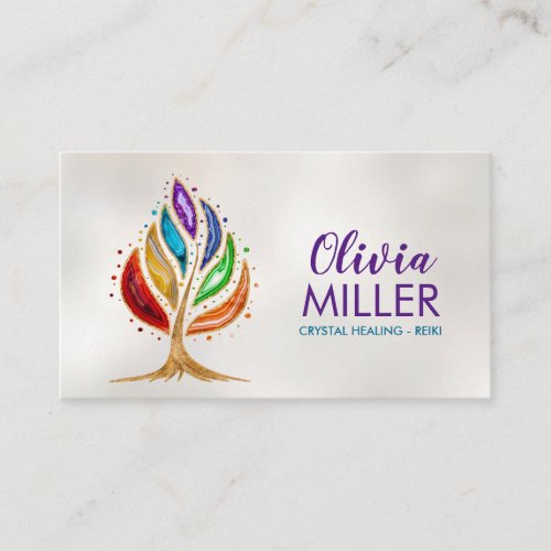 Geode Crystals Chakras Tree Business Card