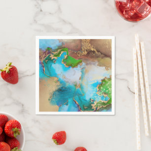 Geode faux gold blue purple green stone agate chic napkins