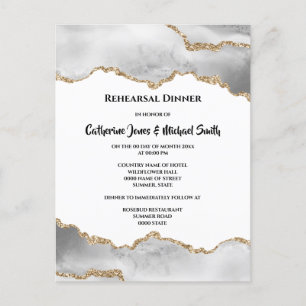 Geode faux gold white agate watercolor chic invitation postcard