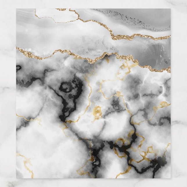 Geode faux gold white black agate elegant party envelope liner (Design)