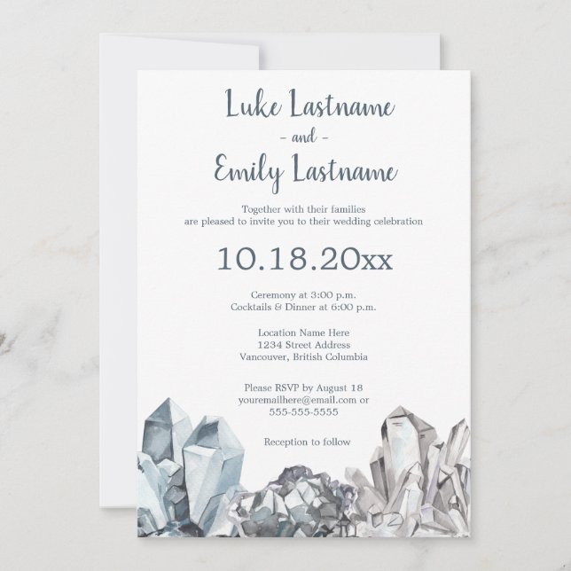 Geode & Gemstones Wedding Invitation (Front)