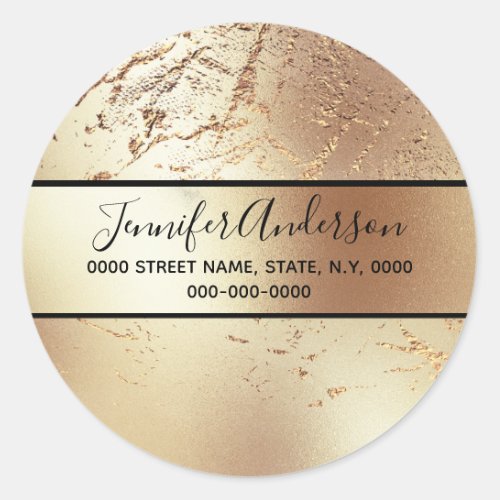 Geode gold metallic look shimmer marble texture classic round sticker