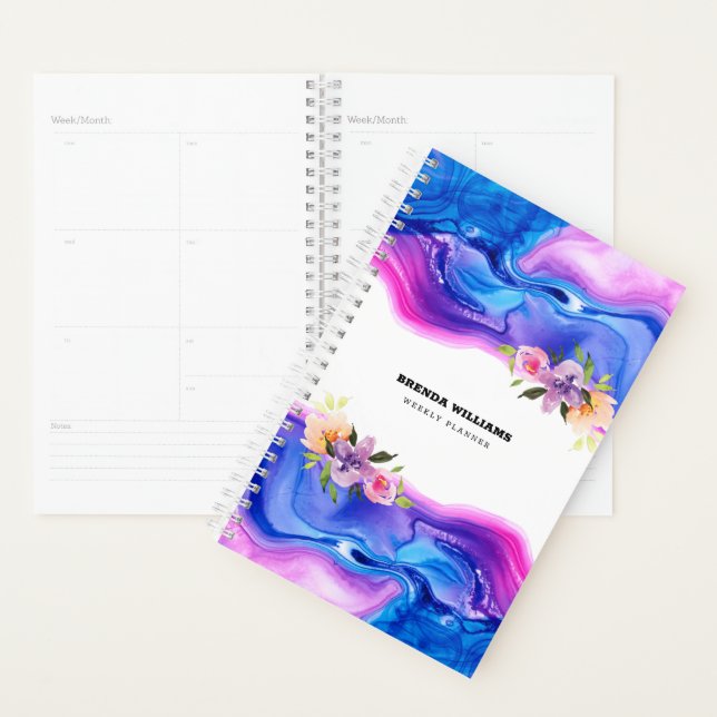 Geode ink texture floral accent planner (Display)