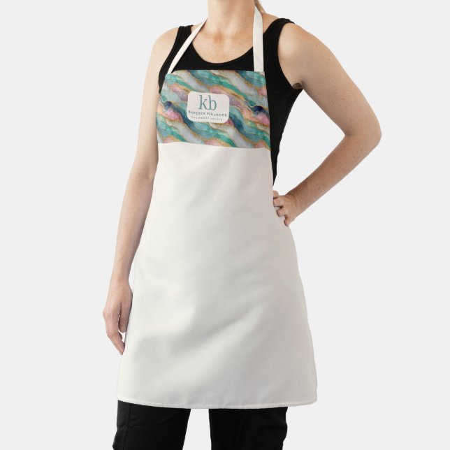 Geode Ivory Branded Monogram Jewelry Business Apron (Insitu)