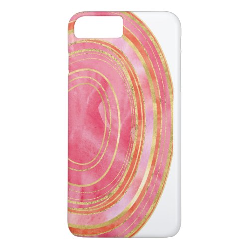 Geode Modern Pink Watercolor Agate Gold Accent iPhone 8 Plus7 Plus Case