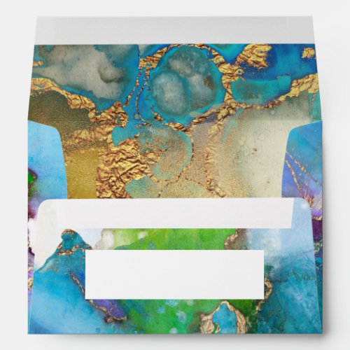 Geode peacock colors agate gemstone abstract chic envelope