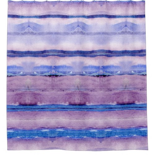 Geode Striped Tribal Blanket Pattern Blue Purple Shower Curtain