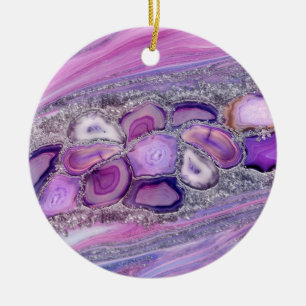 Geodes crystal Flow - Purple and Violet Ceramic Ornament