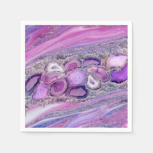 Geodes crystal Flow _ Purple and Violet Napkins