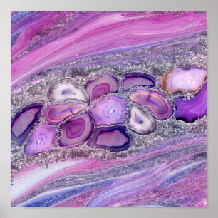 Geodes crystal Flow - Purple and Violet Poster