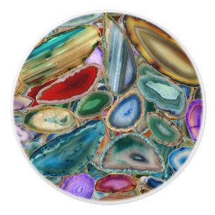Geodes crystal pattern - Multicolor Ceramic Knob