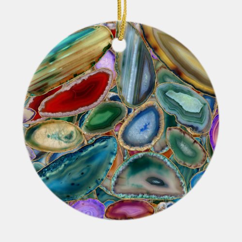 Geodes crystal pattern _ Multicolor Ceramic Ornament