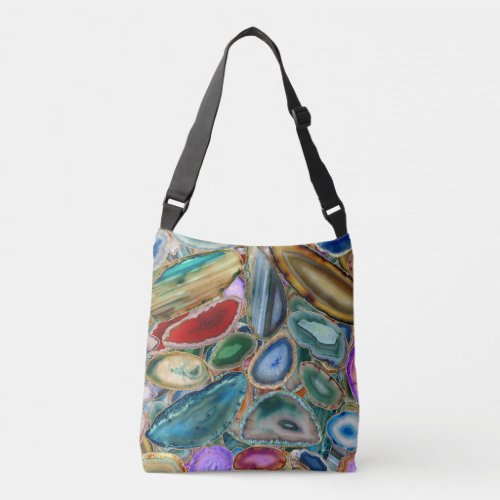 Geodes crystal pattern _ Multicolor Crossbody Bag